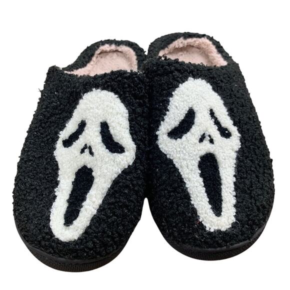Afellicy Womens Size 8 Black Slippers Horror Halloween Fuzzy House Shoes - Picture 1 of 6